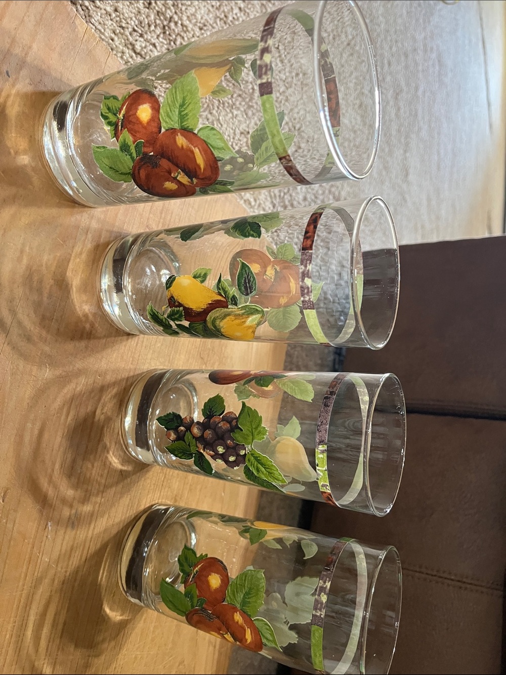 Fruit Motif Clear Glass Tumbler Set - Yellow, Red, Green Accents